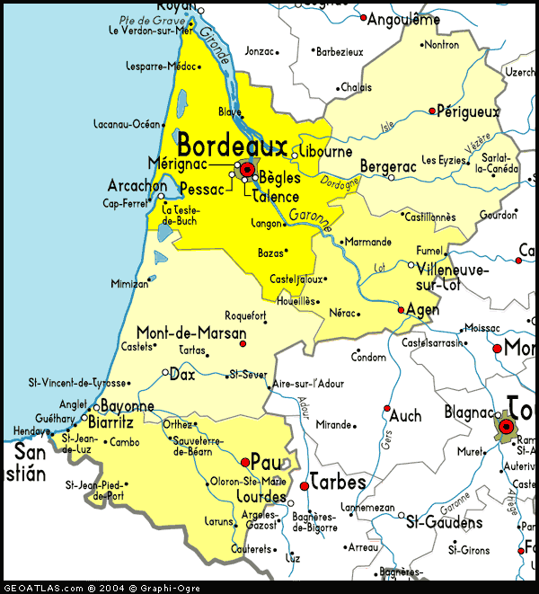 France Map Bordeaux