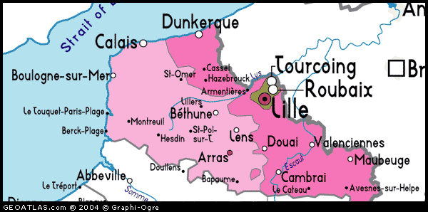 Map of Norde-Pas-De-Calais